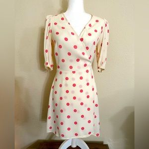 Reformation Olince Polka Dot Crepe Mini Wrap Dress